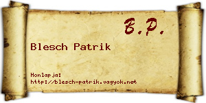 Blesch Patrik névjegykártya